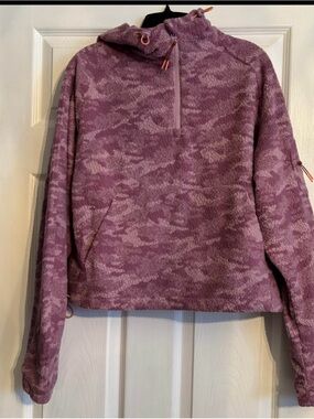 Purple Hooded Quarter-Zip Sweater